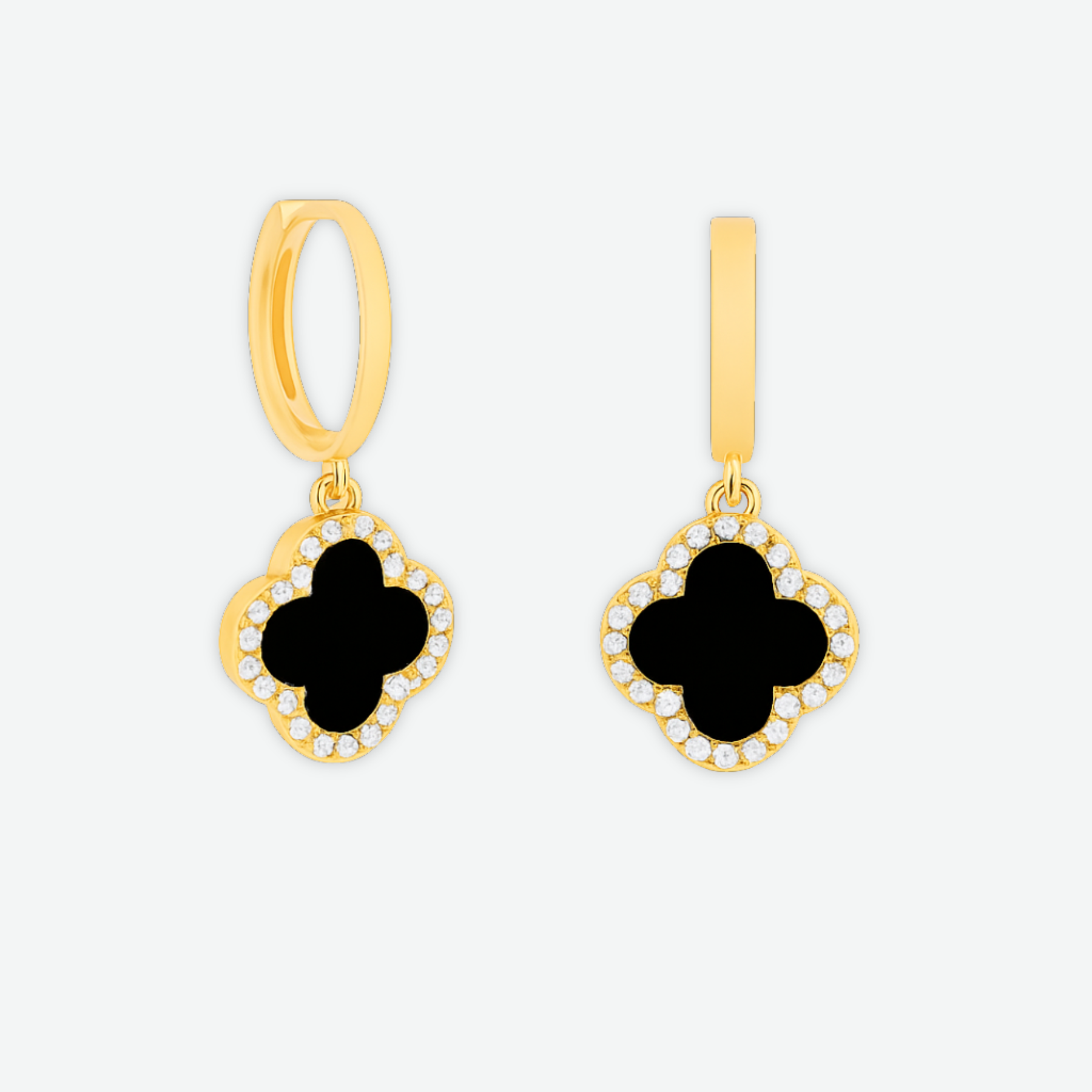 TRINITY - GOLD / DIAMOND BLACK EARRINGS