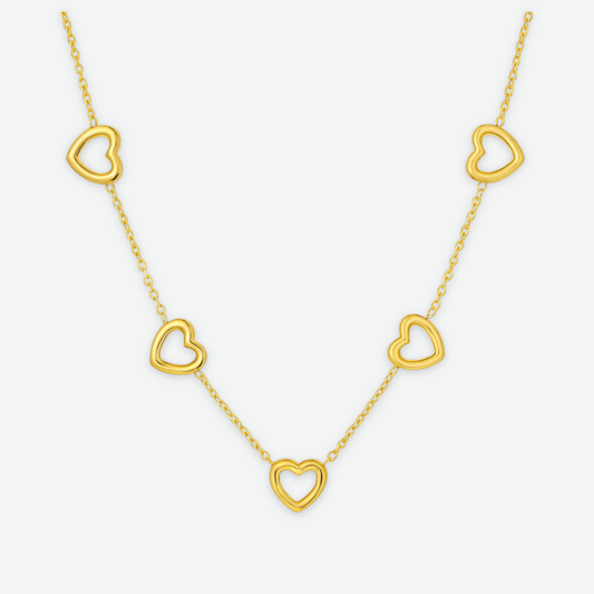 LOVE - HEART OUTLINE NECKLACE / GOLD
