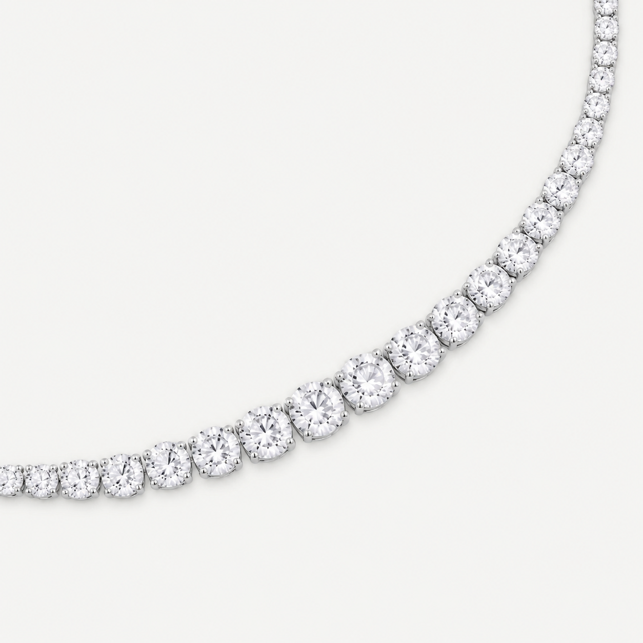 HALO GRADUATED - TENNIS NECKLACE / SILVER