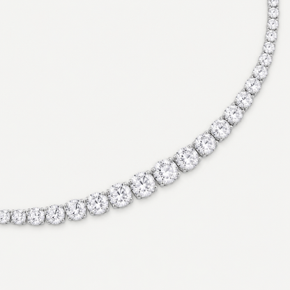 HALO GRADUATED - TENNIS NECKLACE / SILVER