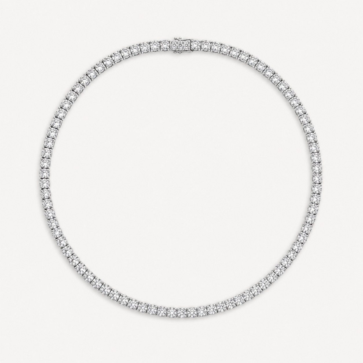 HALO XL - TENNIS NECKLACE / SILVER