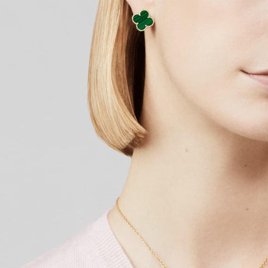 AMOUR STUD EARRINGS GOLD / GREEN