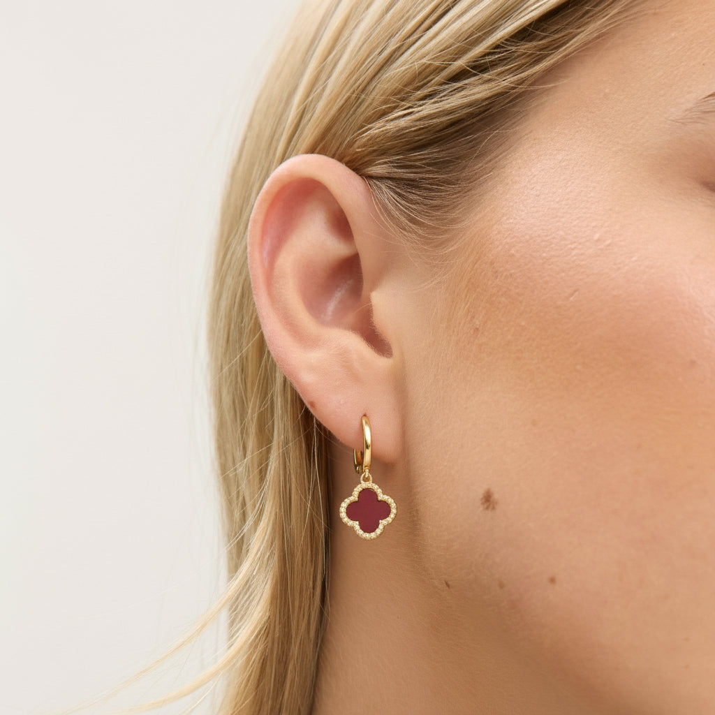 TRINITY - GOLD / DIAMOND RED EARRINGS