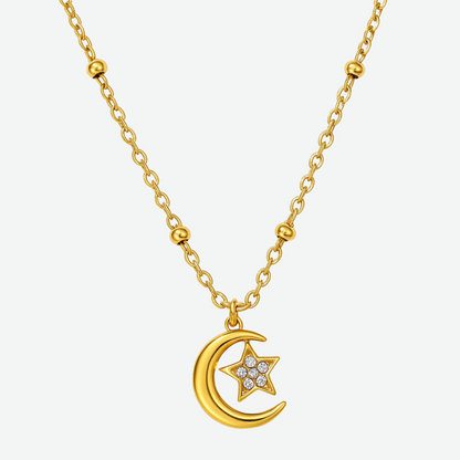 18K GOLD MOON DIAMOND NECKLACE
