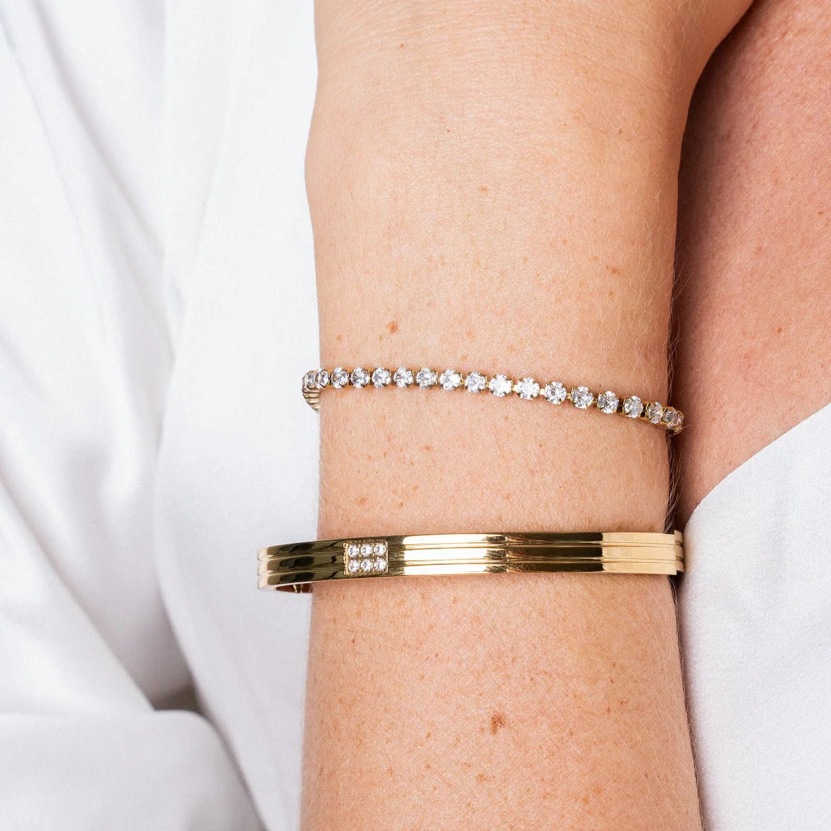 HALF & HALF TENNIS BRACELET / GOLD
