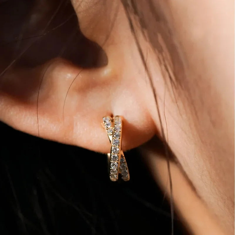 DIAMOND CRISS CROSS EARRINGS