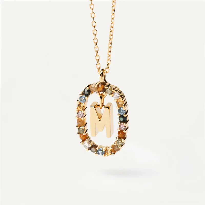MULTI STONE INITIAL A-Z NECKLACE