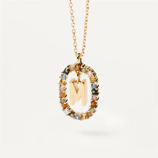 MULTI STONE INITIAL A-Z NECKLACE