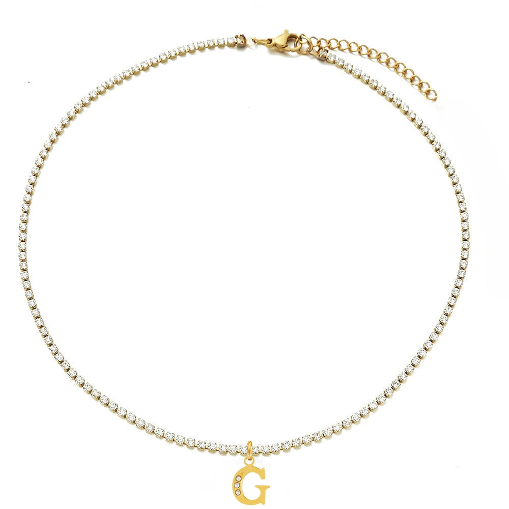 TENNIS INTIAL CHOKER A-Z NECKLACE