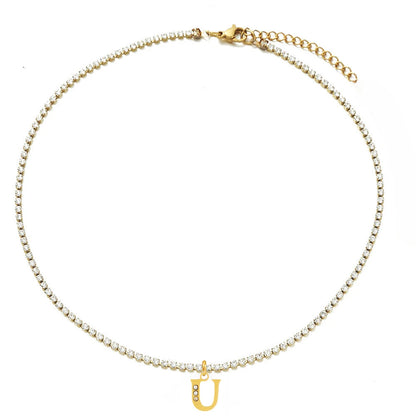 TENNIS INTIAL CHOKER A-Z NECKLACE