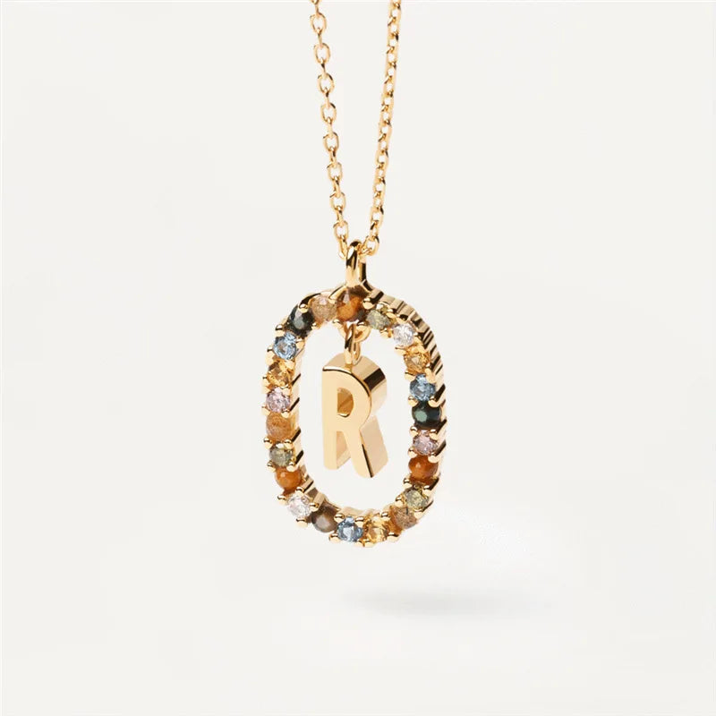 MULTI STONE INITIAL A-Z NECKLACE