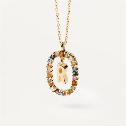 MULTI STONE INITIAL A-Z NECKLACE
