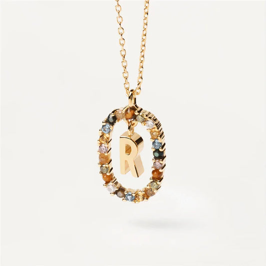 MULTI STONE INITIAL A-Z NECKLACE