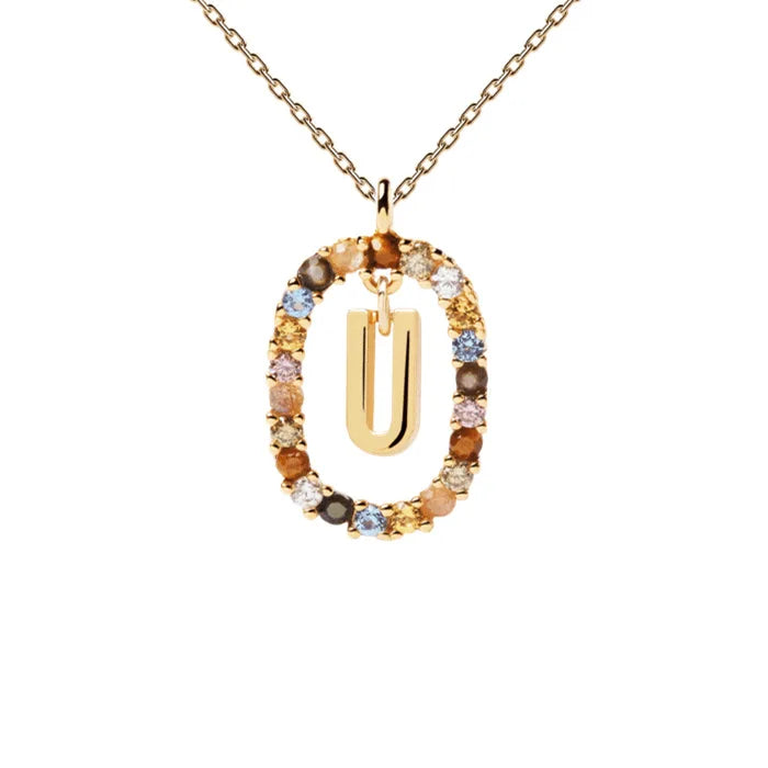 MULTI STONE INITIAL A-Z NECKLACE