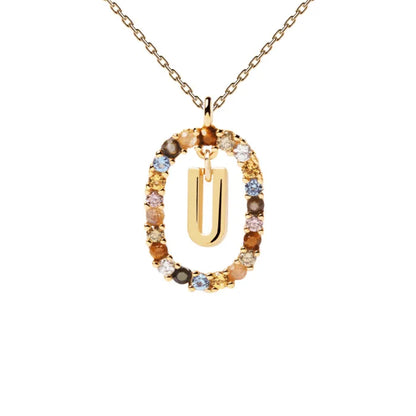MULTI STONE INITIAL A-Z NECKLACE