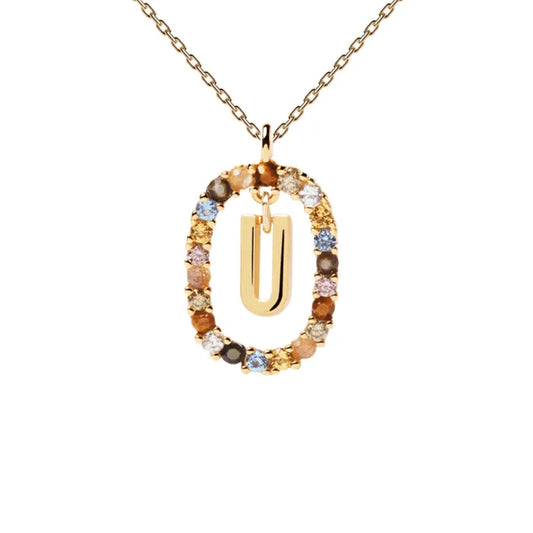 MULTI STONE INITIAL A-Z NECKLACE