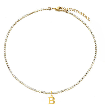 TENNIS INTIAL CHOKER A-Z NECKLACE