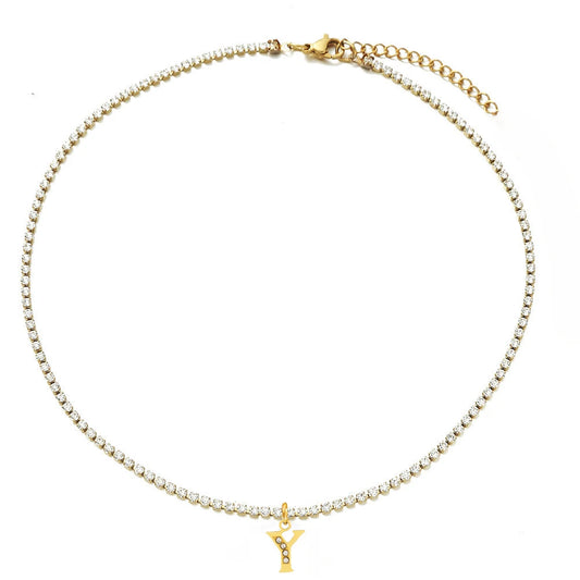 TENNIS INTIAL CHOKER A-Z NECKLACE