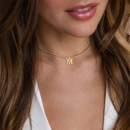 TENNIS INTIAL CHOKER A-Z NECKLACE