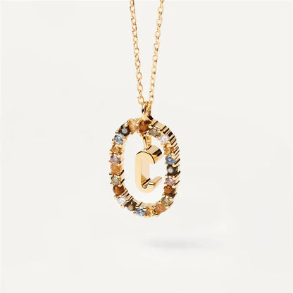 MULTI STONE INITIAL A-Z NECKLACE