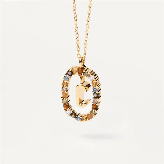 MULTI STONE INITIAL A-Z NECKLACE