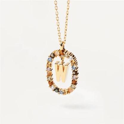 MULTI STONE INITIAL A-Z NECKLACE