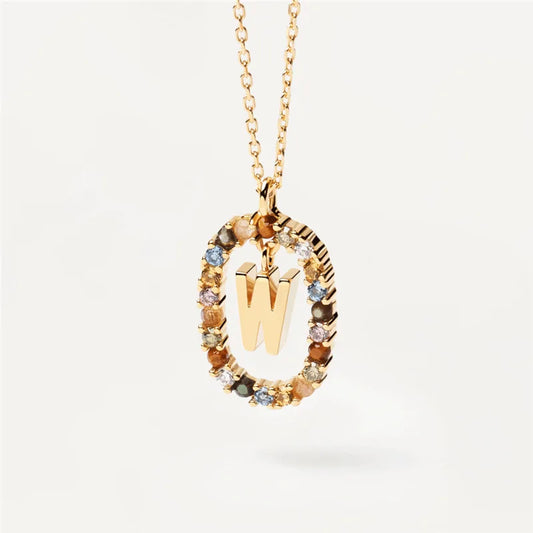 MULTI STONE INITIAL A-Z NECKLACE