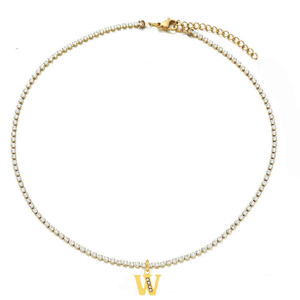 TENNIS INTIAL CHOKER A-Z NECKLACE