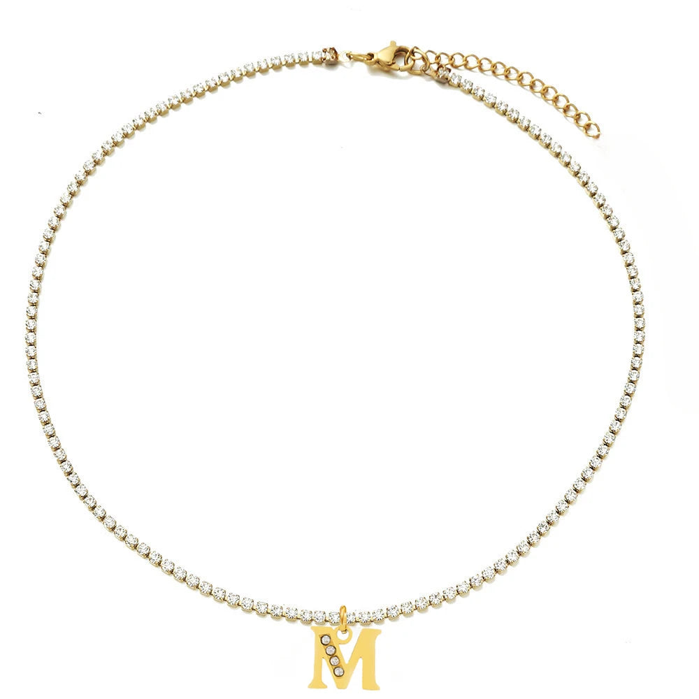 TENNIS INTIAL CHOKER A-Z NECKLACE