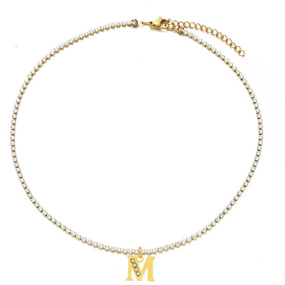 TENNIS INTIAL CHOKER A-Z NECKLACE