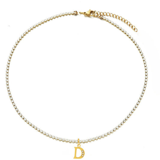 TENNIS INTIAL CHOKER A-Z NECKLACE