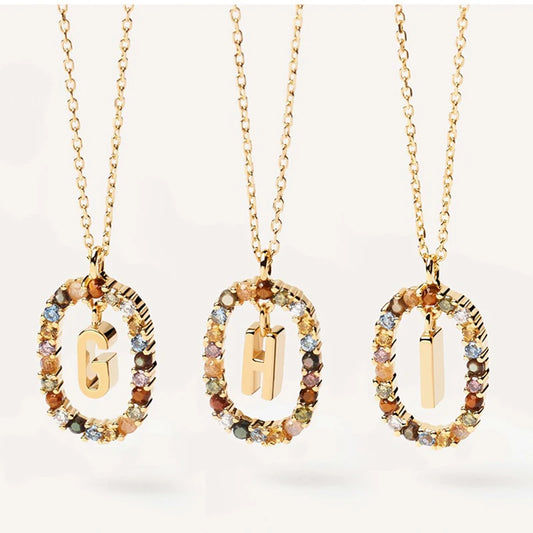 MULTI STONE INITIAL A-Z NECKLACE