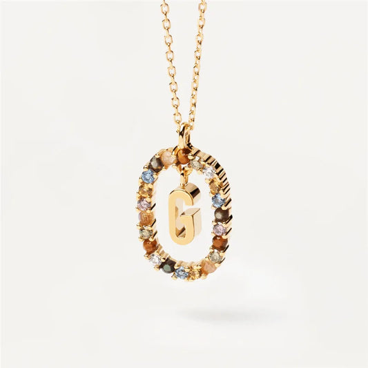 MULTI STONE INITIAL A-Z NECKLACE