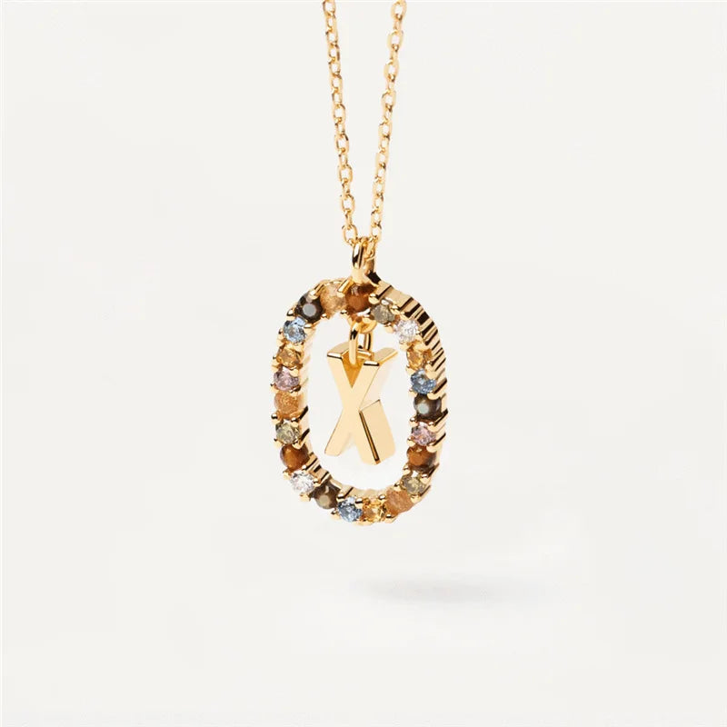 MULTI STONE INITIAL A-Z NECKLACE