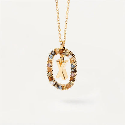 MULTI STONE INITIAL A-Z NECKLACE