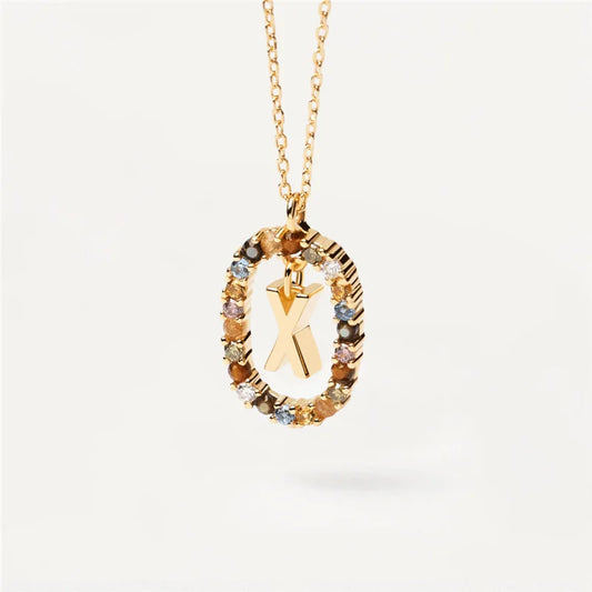 MULTI STONE INITIAL A-Z NECKLACE