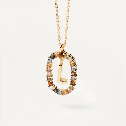 MULTI STONE INITIAL A-Z NECKLACE