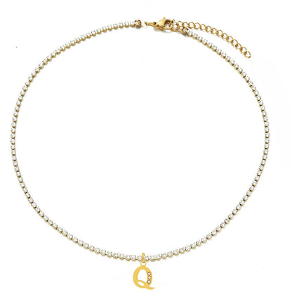 TENNIS INTIAL CHOKER A-Z NECKLACE