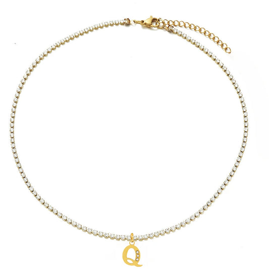 TENNIS INTIAL CHOKER A-Z NECKLACE