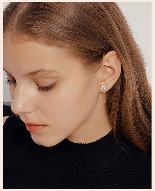 ROUND CUBIC STUD EARRINGS