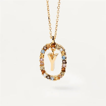 MULTI STONE INITIAL A-Z NECKLACE
