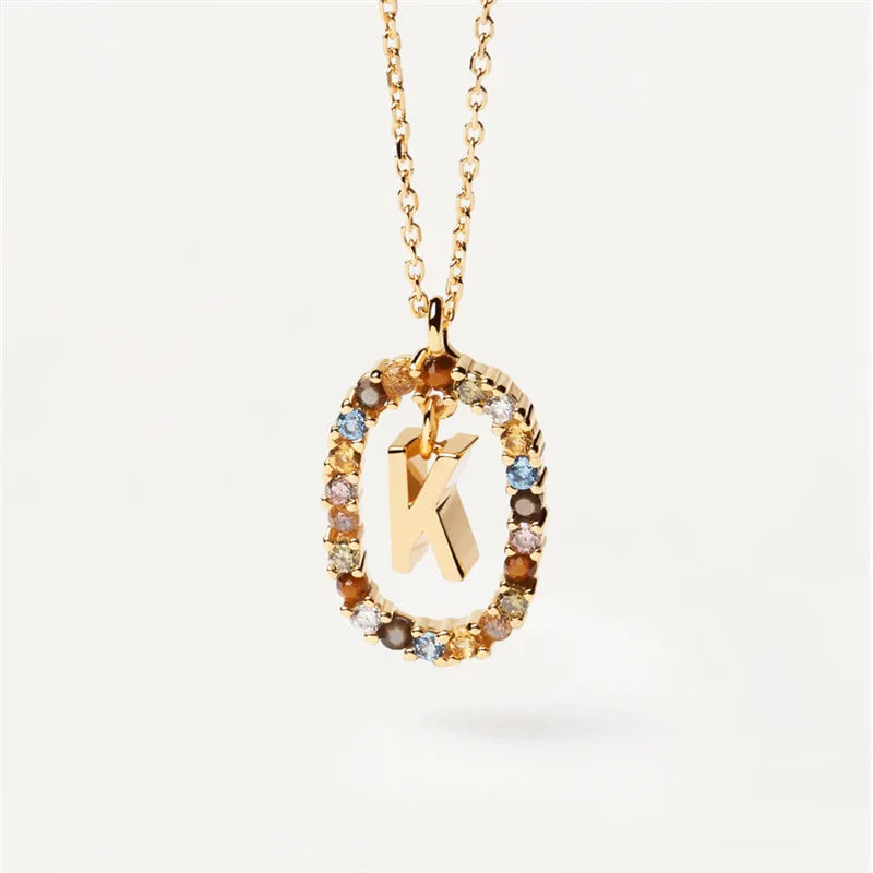MULTI STONE INITIAL A-Z NECKLACE