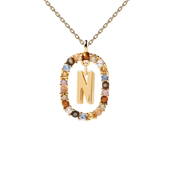 MULTI STONE INITIAL A-Z NECKLACE