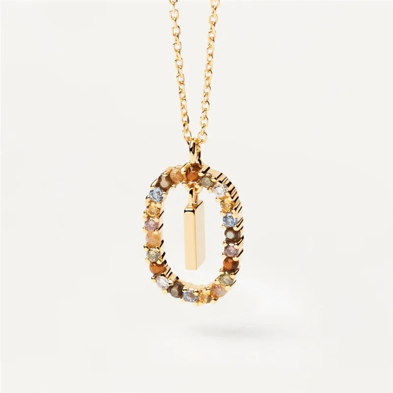 MULTI STONE INITIAL A-Z NECKLACE