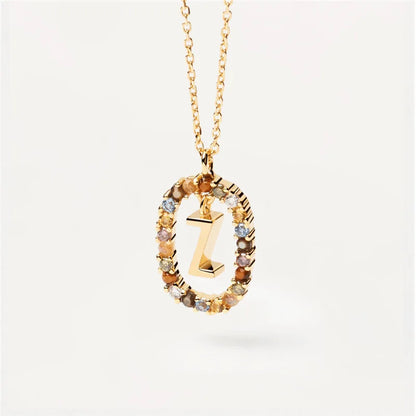 MULTI STONE INITIAL A-Z NECKLACE