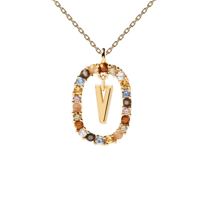 MULTI STONE INITIAL A-Z NECKLACE