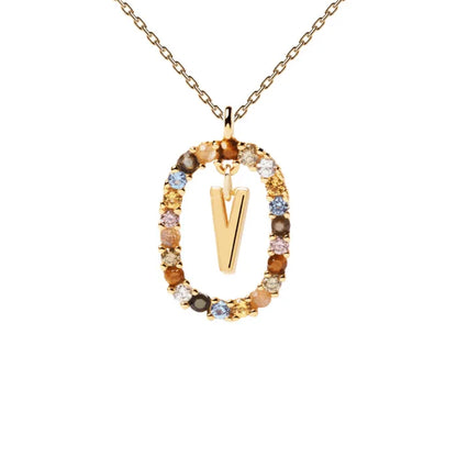 MULTI STONE INITIAL A-Z NECKLACE