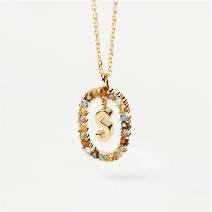 MULTI STONE INITIAL A-Z NECKLACE