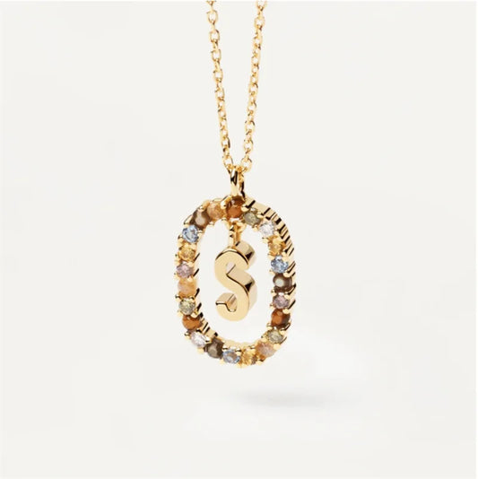 MULTI STONE INITIAL A-Z NECKLACE