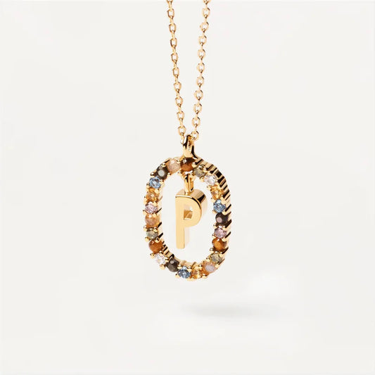 MULTI STONE INITIAL A-Z NECKLACE